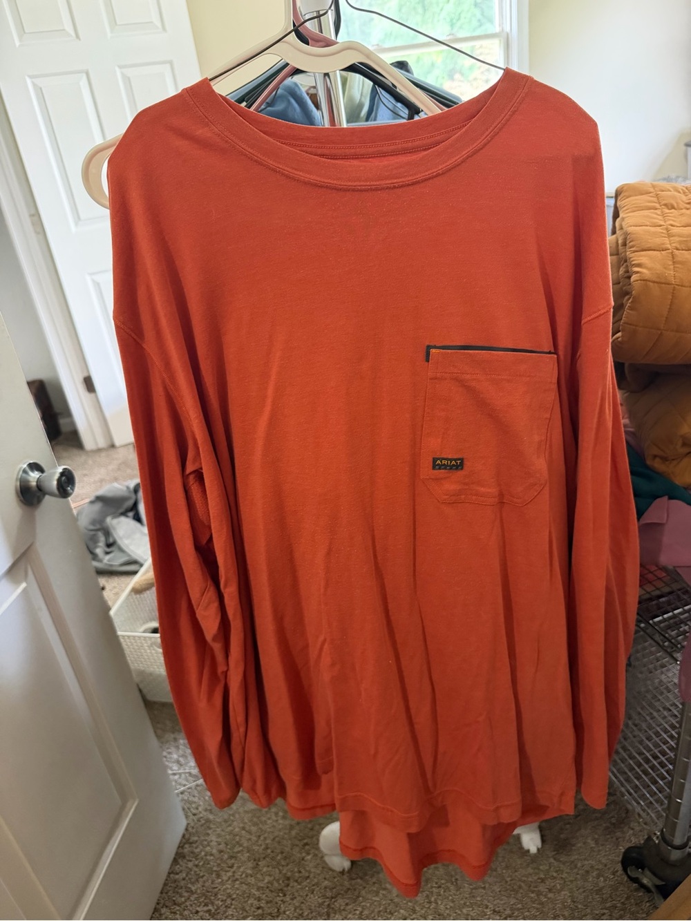Ariat Men’s Long-Sleeve Pocket Tee - Rust Orange